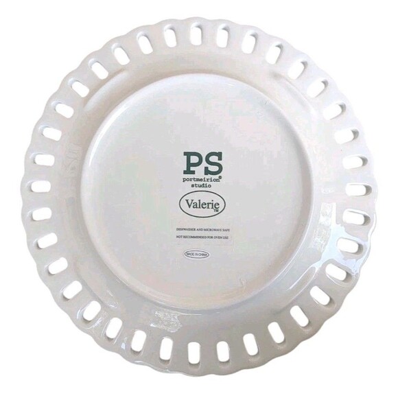 Portmeirion Studio PS Valerie Dinner Plates Set Of Four White Pierced Edges - Picture 3 of 5